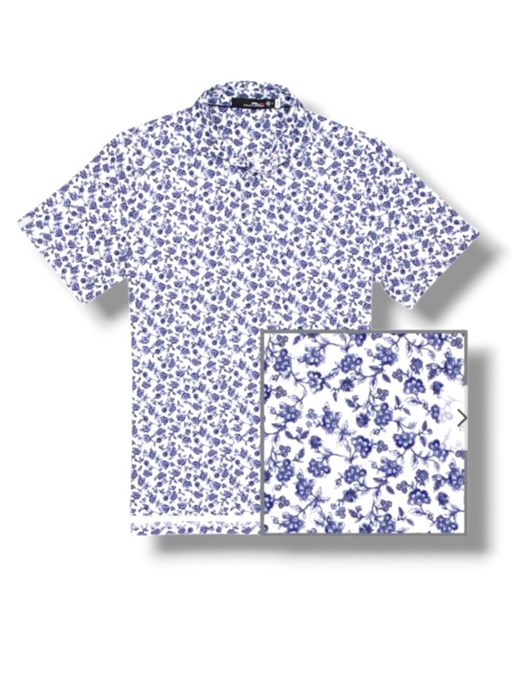 RLX RALPH LAUREN Performance Golf Polo Shirt Floral Print Navy White Men’s Small